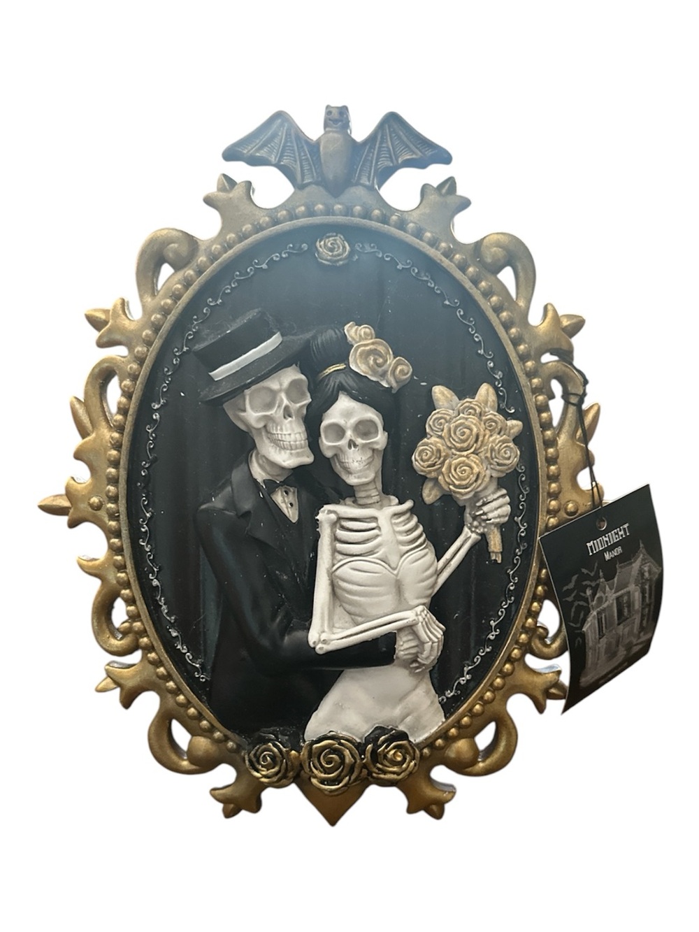 Gold & Black Skeleton Couple Wall Plaque